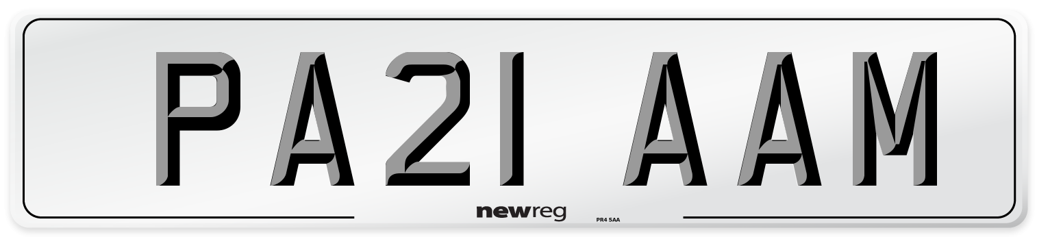 PA21 AAM Number Plate from New Reg
